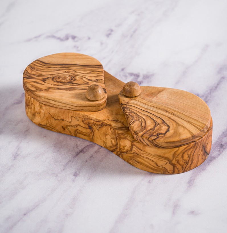 Olive Wood Salt & Pepper Box